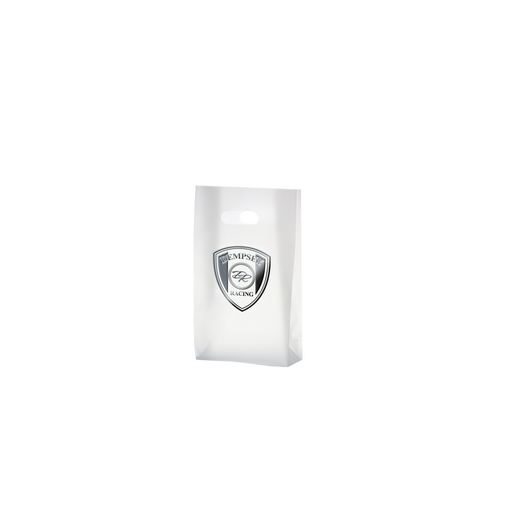 Custom Printed Clear Frosted Die Cut Plastic Tote Bag with Insert (7"x3 1/2"x12") - Foil Stamp - 19FDC7312-FS